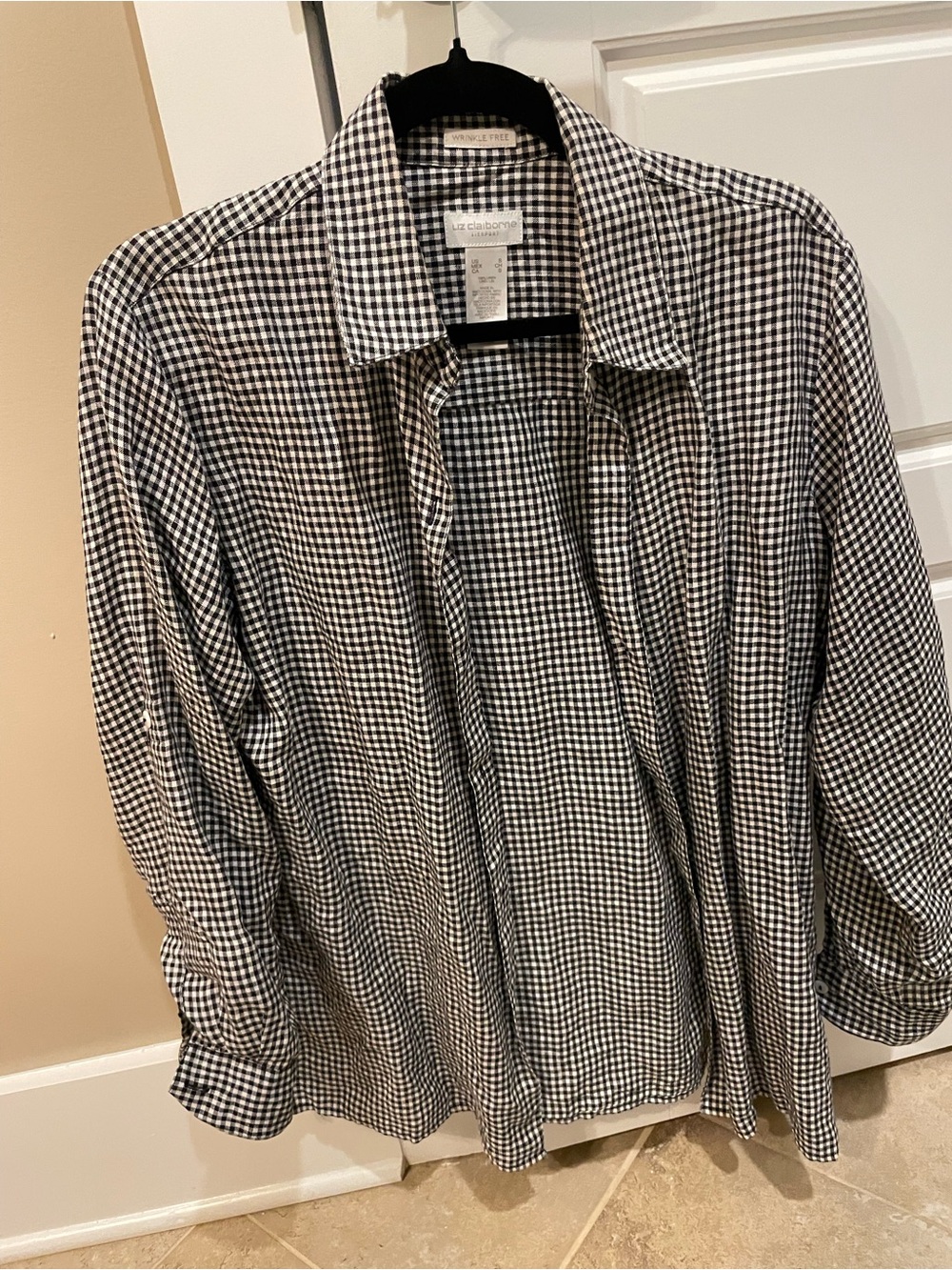 Liz Claiborne Black & White Gingham Shirt
